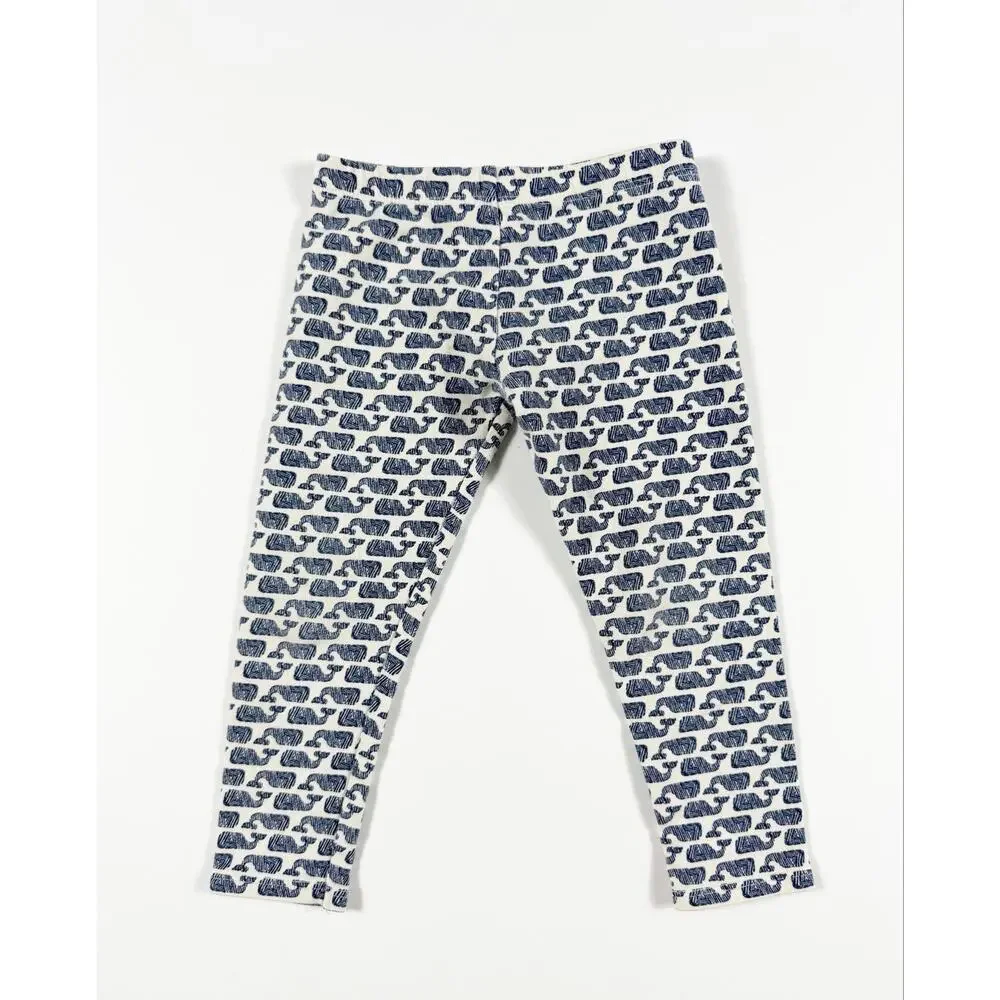 Vineyard Vines Whale Stripe Peplum Top & Whale Print Leggings Set Size 2